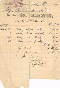 Document - PEARCE COLLECTION: ACCOUNTS  W LANE