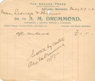 Document - PEARCE COLLECTION: ACCOUNTS  A. M.DRUMMOND
