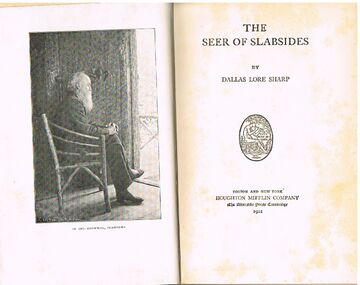 Book - ALEC H CHISHOLM COLLECTION: BOOK ''THE SEER OF SLABSIDES'' BY DALLAS LORE SHARP