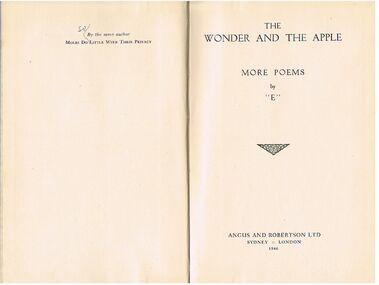 Book - ALEC H CHISHOLM COLLECTION: BOOK ''THE WONDER AND THE APPLE'' BY 'E'