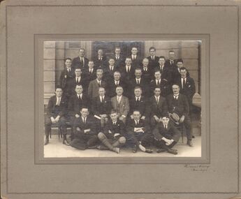 Photograph - GROUP PHOTO, 30 MEN OUTSIDE MUNICIPAL OFFICES