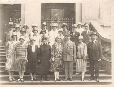 Photograph - GROUP PHOTO ON STEPS OF COURT HOUSE, BENDIGO