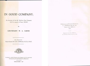 Book - LYDIA CHANCELLOR COLLECTION: IN GOOD COMPANY  BY W.A. CARNE