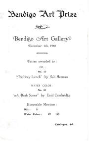 Document - BENDIGO ART PRIZE 1948