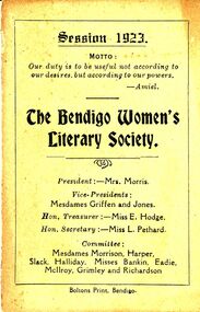 Document - THE BENDIGO WOMEN'S LITERARY SOCIETY
