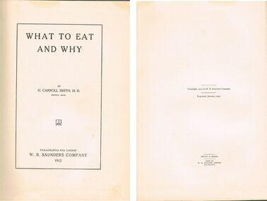 Book - LYDIA CHANCELLOR COLLECTION:   WHAT TO EAT AND WHY' - BY G. CARROLL SMITH , MD