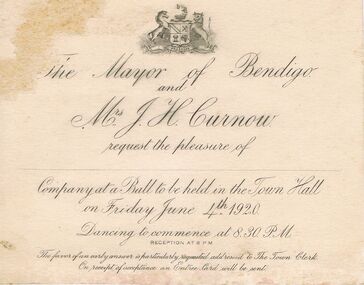 Document - LYDIA CHANCELLOR COLLECTION; OFFICIAL INVITATION