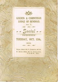 Document - LYDIA CHANCELLOR COLLECTION; GOLDEN & CORINTHIAN LODGE OF BENDIGO PROGRAMME