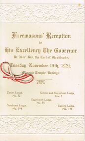 Document - LYDIA CHANCELLOR COLLECTION;  FREEMASONS' RECEPTION PROGRAMME