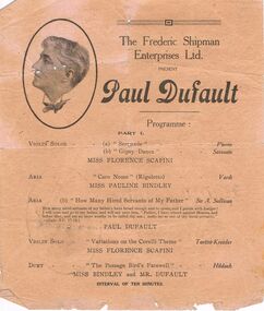 Document - LYDIA CHANCELLOR COLLECTION; PAUL DUFAULT PROGRAMME