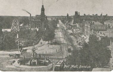 Postcard - BLACK AND WHITE PHOTO OF PALL MALL BENDIGO: EARLY DAYS TO LATE 1800'S