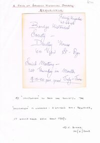 Document - INVITATION TO JOIN THE BENDIGO HISTORICAL SOCIETY DATED ABOUT 1967