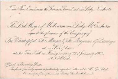 Document - INVITATION - RECEPTION, 22/01/1904