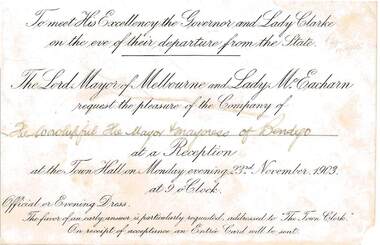 Document - INVITATION - RECEPTION, 23/11/1903