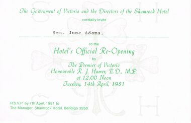 Document - SHAMROCK HOTEL COLLECTION: INVITATION