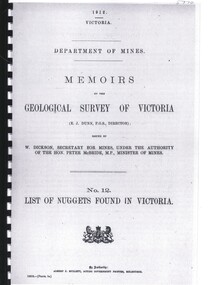 Book - LIST OF NUGGETS FOUND IN VICTORIA