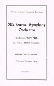 Document - LYDIA CHANCELLOR COLLECTION; MELBOURNE SYMPHONY ORCHESTRA PROGRAM