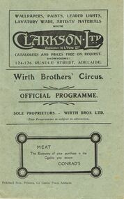 Document - LYDIA CHANCELLOR COLLECTION;  WIRTH BROTHERS'  CIRCUS PROGRAM