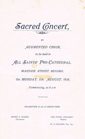 Document - LYDIA CHANCELLOR COLLECTION; SACRED CONCERT  - ALL SAINTS' PRO-CATHEDRAL