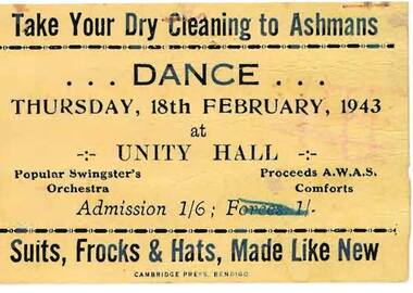 Document - TICKET - DANCE TICKET, 18/02/1943