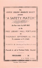 Document - LYDIA CHANCELLOR COLLECTION; ' A SAFETY MATCH PROGRAMME'
