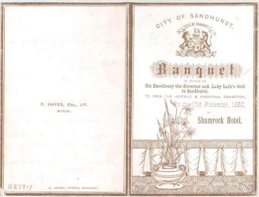 Document - CARD - CITY OF SANDHURST BANQUET, 17/11/1986