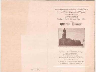 Document - MENU - OFFICIAL DINNER, 04/04/1926