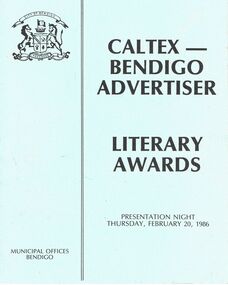 Document - LYDIA CHANCELLOR COLLECTION; CALTEX BENDIGO ADVERTISER LITERARY AWARDS