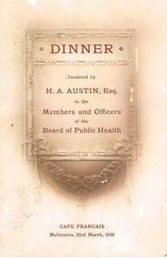 Document - DINNER MENU BOARD OF PUBLIC HEALTH, 23/03/1920