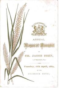 Document - DOCUMENT - MENU & TOAST LIST FOR MAYORAL BANQUET, 16/04/1889