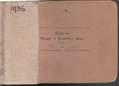 Book - RIGHT TO OCCUPY RESIDENCE AREA COLLECTION: REGISTER 1936