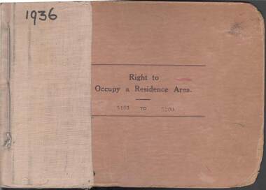 Book - RIGHT TO OCCUPY RESIDENCE AREA COLLECTION: REGISTER 1936