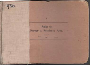 Book - RIGHT TO OCCUPY RESIDENCE AREA COLLECTION: REGISTER 1936