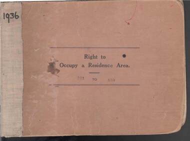 Book - RIGHT TO OCCUPY RESIDENCE AREA COLLECTION: REGISTER 1936