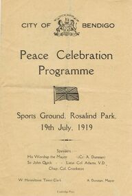 Document - LYDIA CHANCELLOR COLLECTION;  PEACE CELEBRATION PROGRAMME