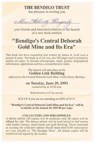 Document - DOCUMENT - INVITATION TO BOOK LAUNCH TO FELICITY KINGERLY, 29/06/1993