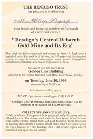 Document - DOCUMENT - INVITATION TO BOOK LAUNCH TO FELICITY KINGERLY, 29/06/1993
