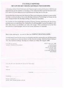 Document - DOCUMENT - INVITATION TO DINNER, 05/08/1988