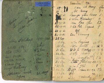 Document - BADHAM COLLECTION: RECORD OF HOURS WORKED