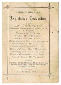 Document - DOCUMENT - SANDHURST BRANCH A. N. A. LEGISLATIVE CONVENTION