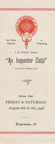 Document - LYDIA CHANCELLOR COLLECTION;  'AN INSPECTOR CALLS'  PROGRAMME