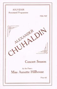 Document - LYDIA CHANCELLOR COLLECTION;  ALEXANDER CHUHALDIN CONCERT SEASON PROGRAMME