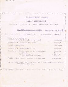Document - LYDIA CHANCELLOR COLLECTION; THE UNIVERSITY OF MELBOURNE MUSIC EXAMINATION BOARD EXAM SHEET