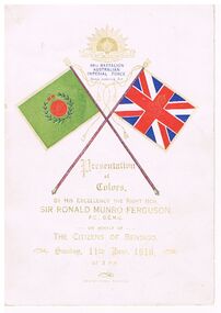 Book - BOOK - 38TH BATTALION AIF PRESENTATION OF COLORS & LETTER, 11/06/1916