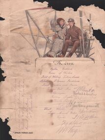 Document - MENU - RETIREMENT DINNER FOR H TREGANOWAN, 17/12/1918