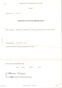 Document - OLD PEOPLES WELFARE SOCIETY COLLECTION: SOCIETY CONSTITUTION