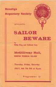 Document - BENDIGO REPERTORY SOCIETY PRESENTS ''SAILOR BEWARE''