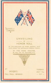 Document - LYDIA CHANCELLOR COLLECTION;  ROLL OF HONOR MYER'S BENDIGO