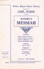 Document - LYDIA CHANCELLOR COLLECTION; HANDEL'S MESSIAH