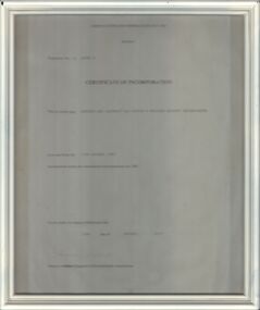 Document - OLD PEOPLES WELFARE SOCIETY COLLECTION: INCORPORATION ACT CERTIFICATE